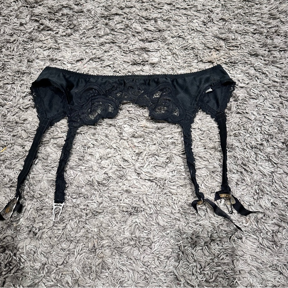 3/$15 Vintage Lady Marlene Black Lace Garter Belt Sexy Lingerie Size Medium